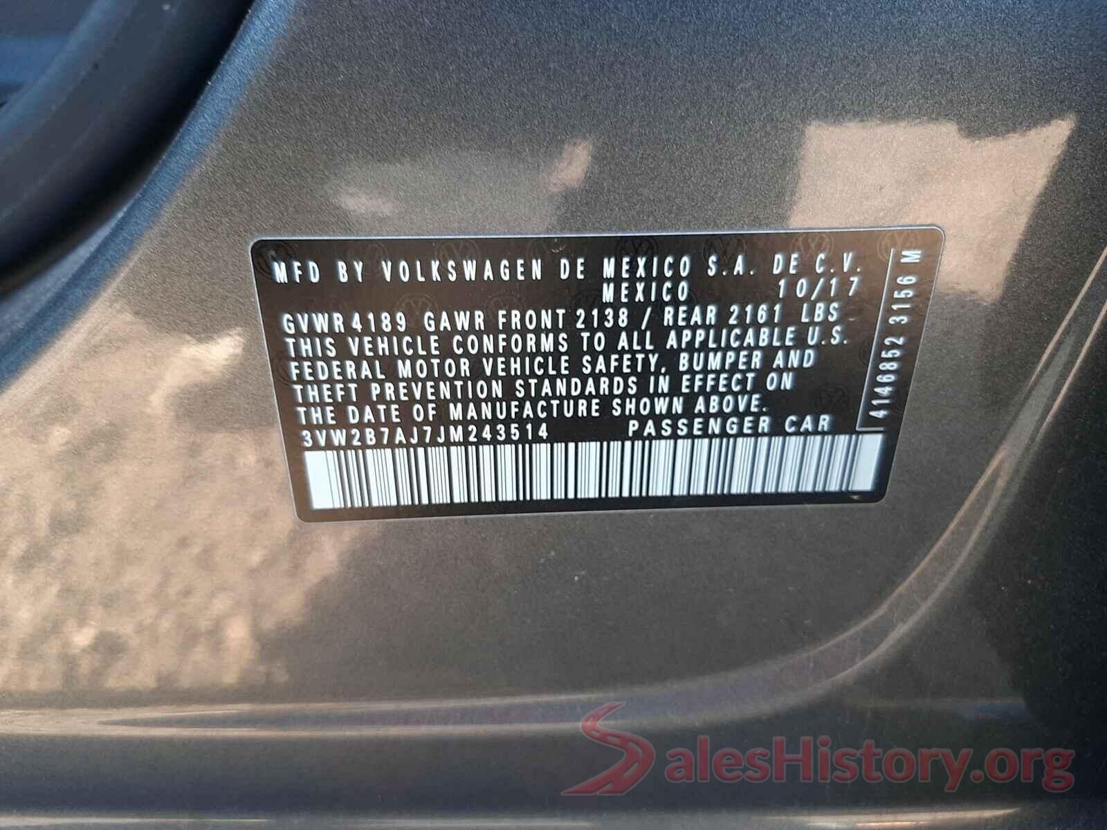 3VW2B7AJ7JM243514 2018 VOLKSWAGEN JETTA