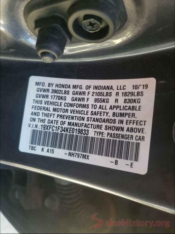 19XFC1F34KE019833 2019 HONDA CIVIC