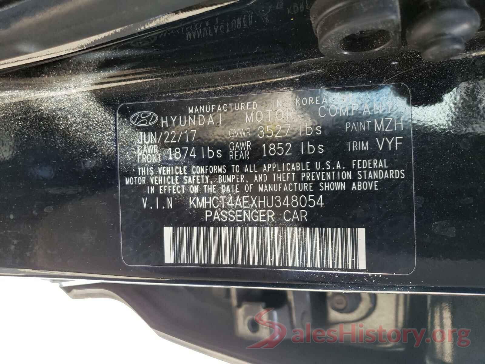 KMHCT4AEXHU348054 2017 HYUNDAI ACCENT