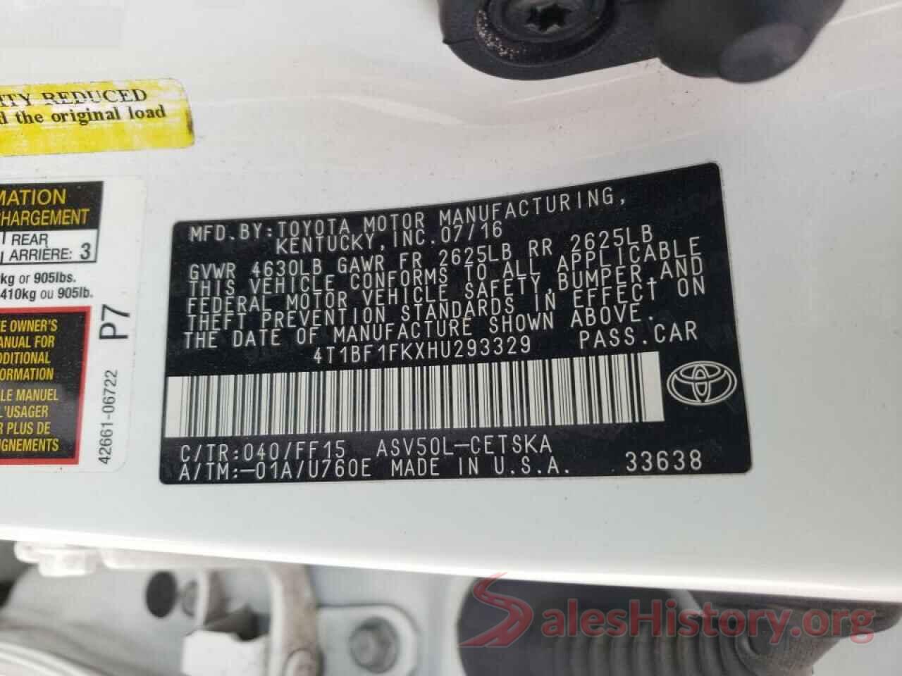 4T1BF1FKXHU293329 2017 TOYOTA CAMRY