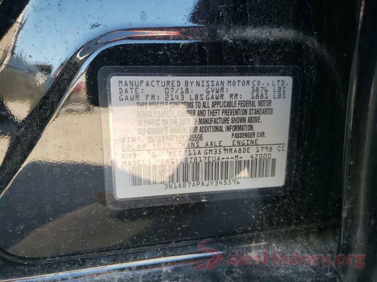 3N1AB7APXJY345596 2018 NISSAN SENTRA