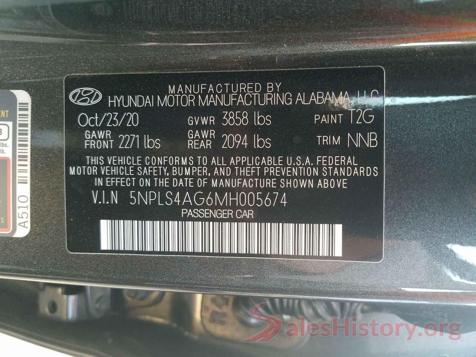 5NPLS4AG6MH005674 2021 HYUNDAI ELANTRA