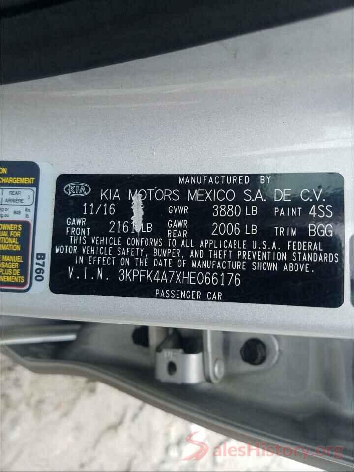 3KPFK4A7XHE066176 2017 KIA FORTE