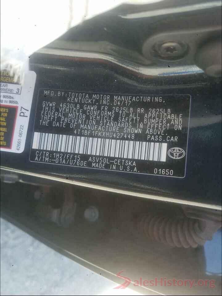 4T1BF1FKXHU427448 2017 TOYOTA CAMRY