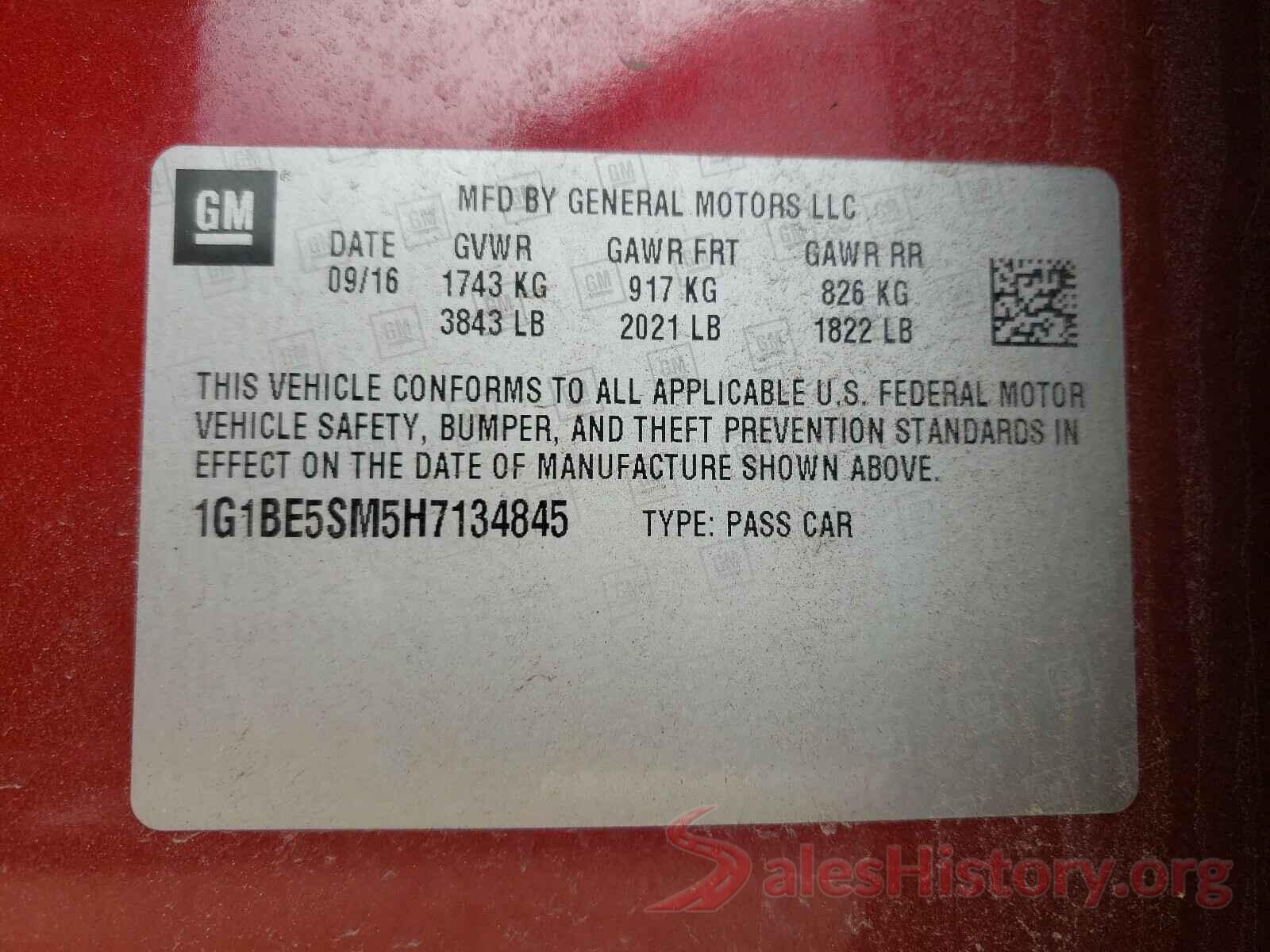 1G1BE5SM5H7134845 2017 CHEVROLET CRUZE