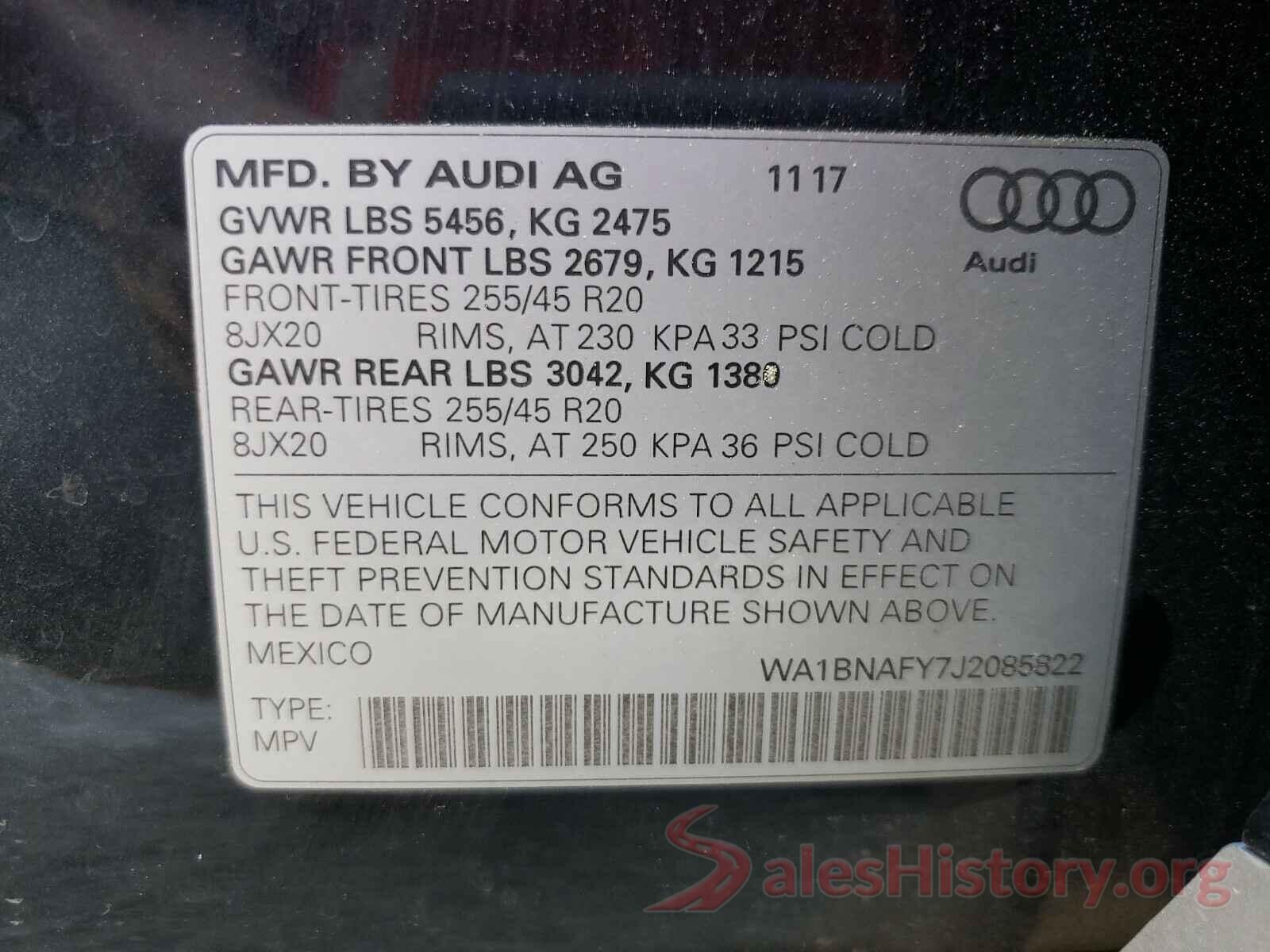 WA1BNAFY7J2085822 2018 AUDI Q5