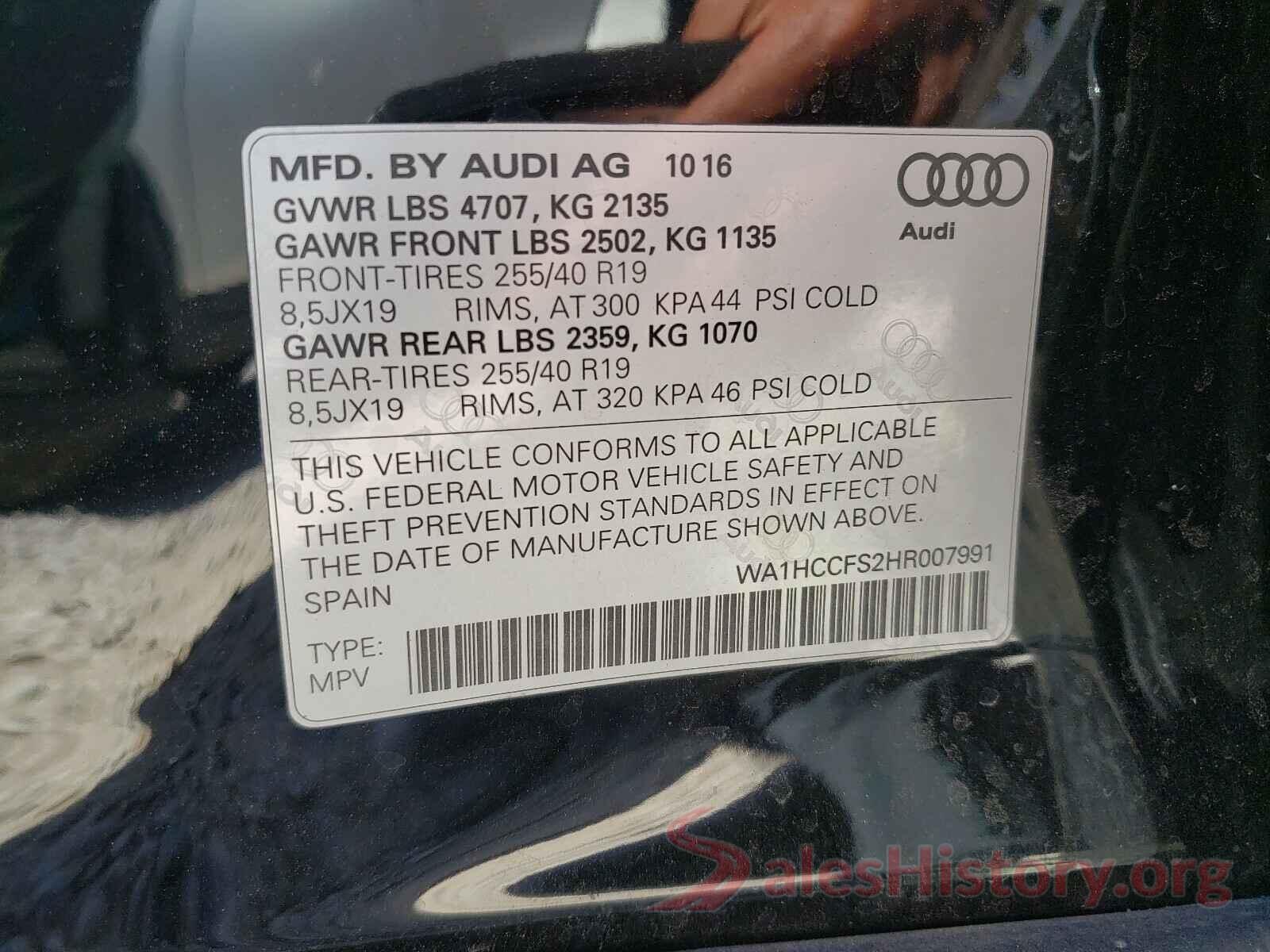 WA1HCCFS2HR007991 2017 AUDI Q3