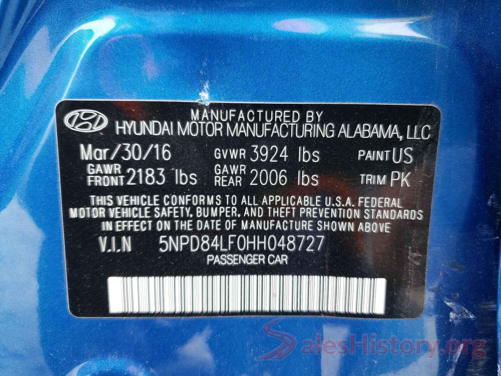 5NPD84LF0HH048727 2017 HYUNDAI ELANTRA