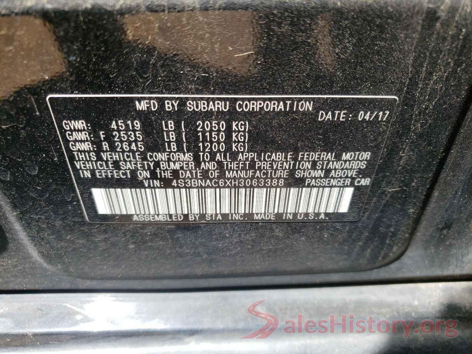 4S3BNAC6XH3063388 2017 SUBARU LEGACY