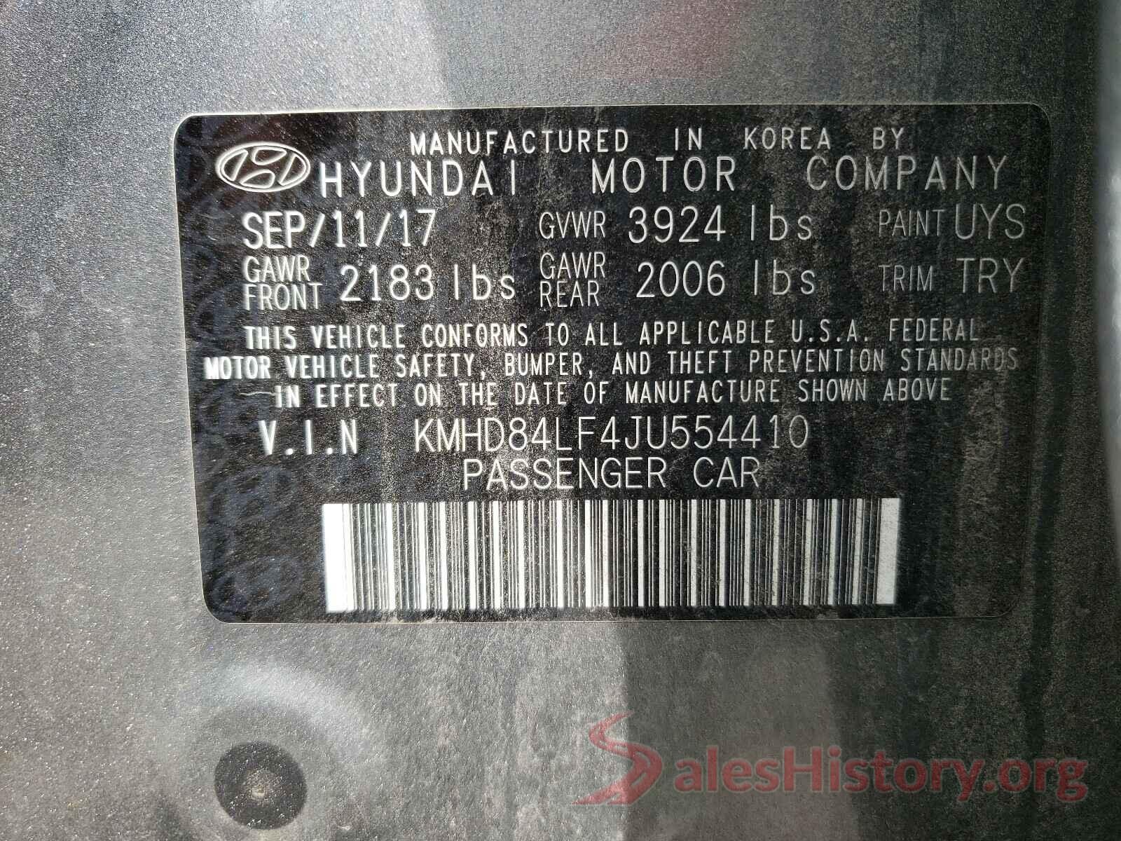 KMHD84LF4JU554410 2018 HYUNDAI ELANTRA