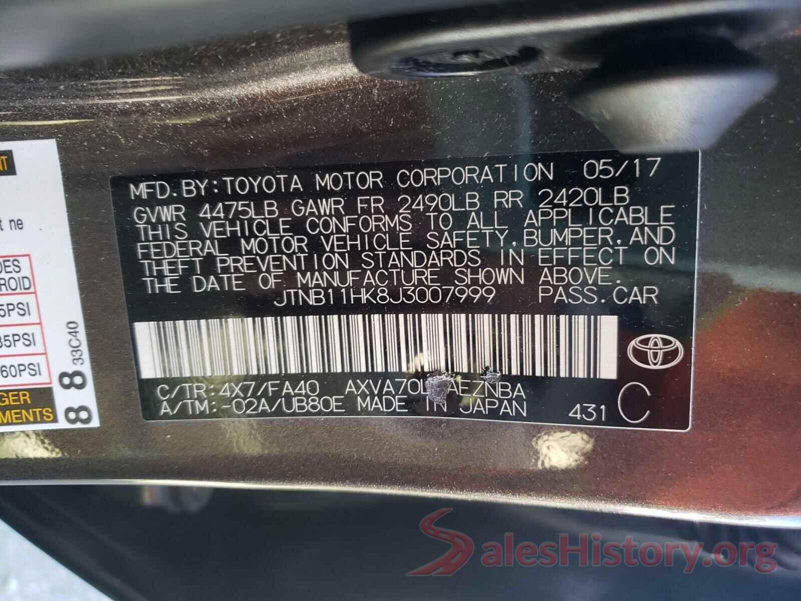 JTNB11HK8J3007999 2018 TOYOTA CAMRY