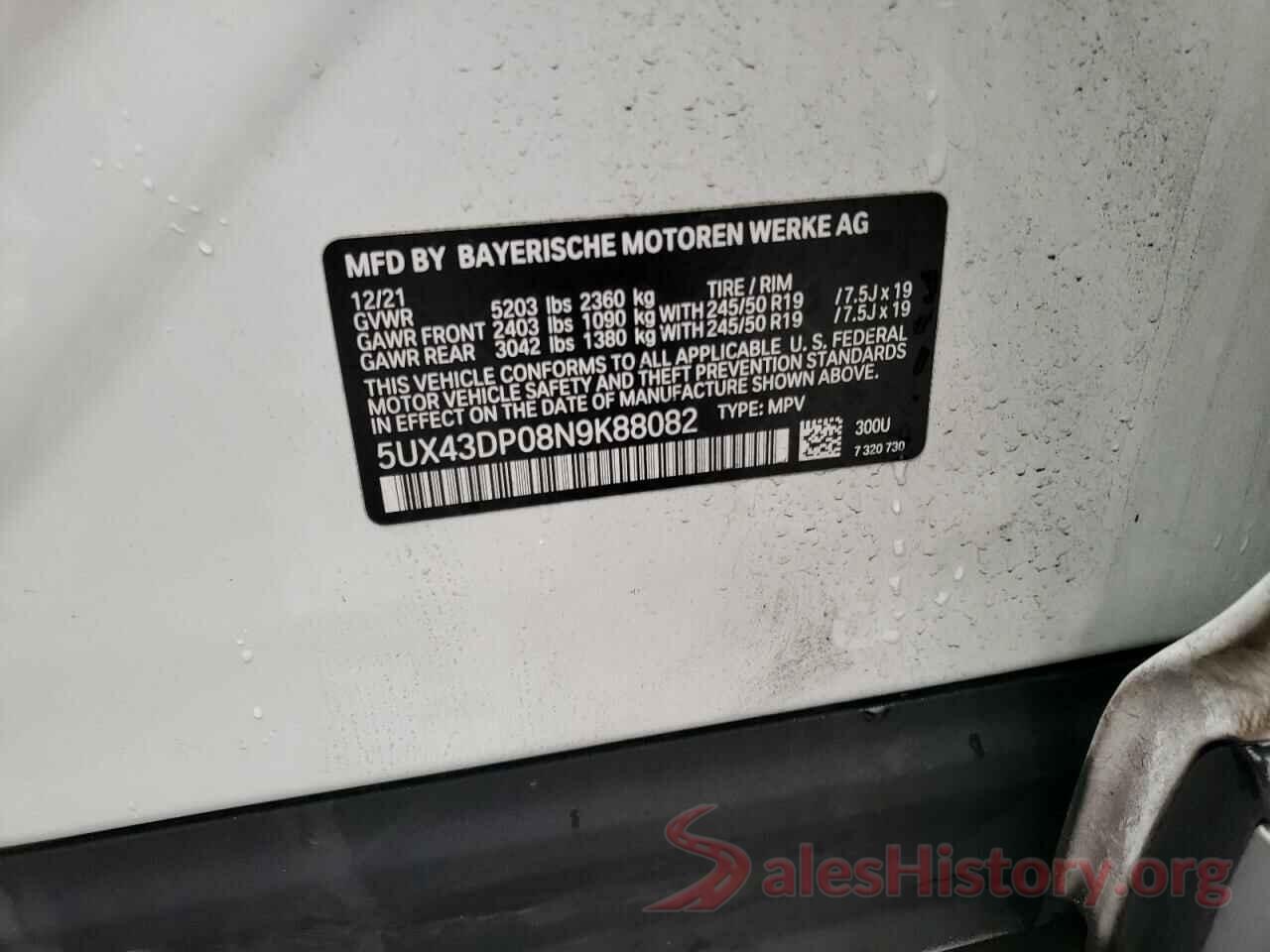 5UX43DP08N9K88082 2022 BMW X3