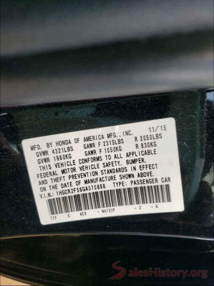 1HGCR2F56GA070898 2016 HONDA ACCORD