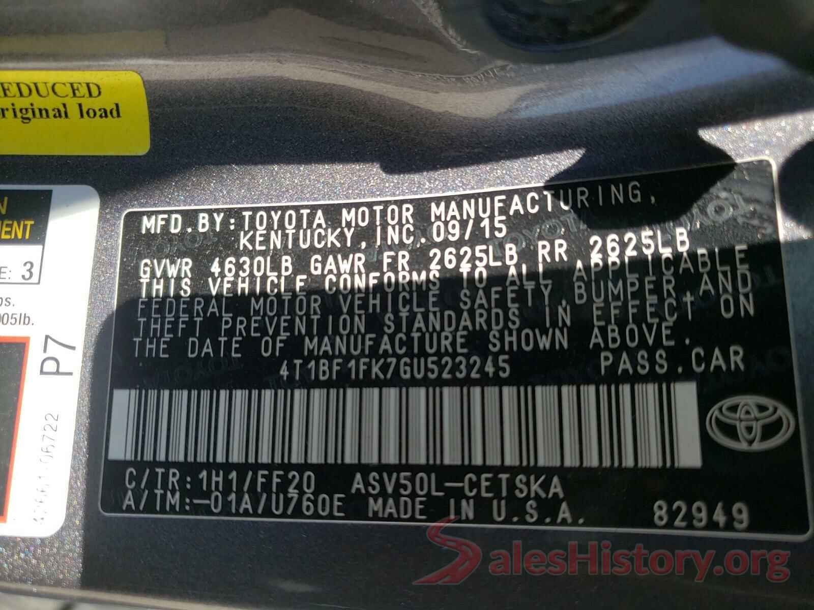 4T1BF1FK7GU523245 2016 TOYOTA CAMRY