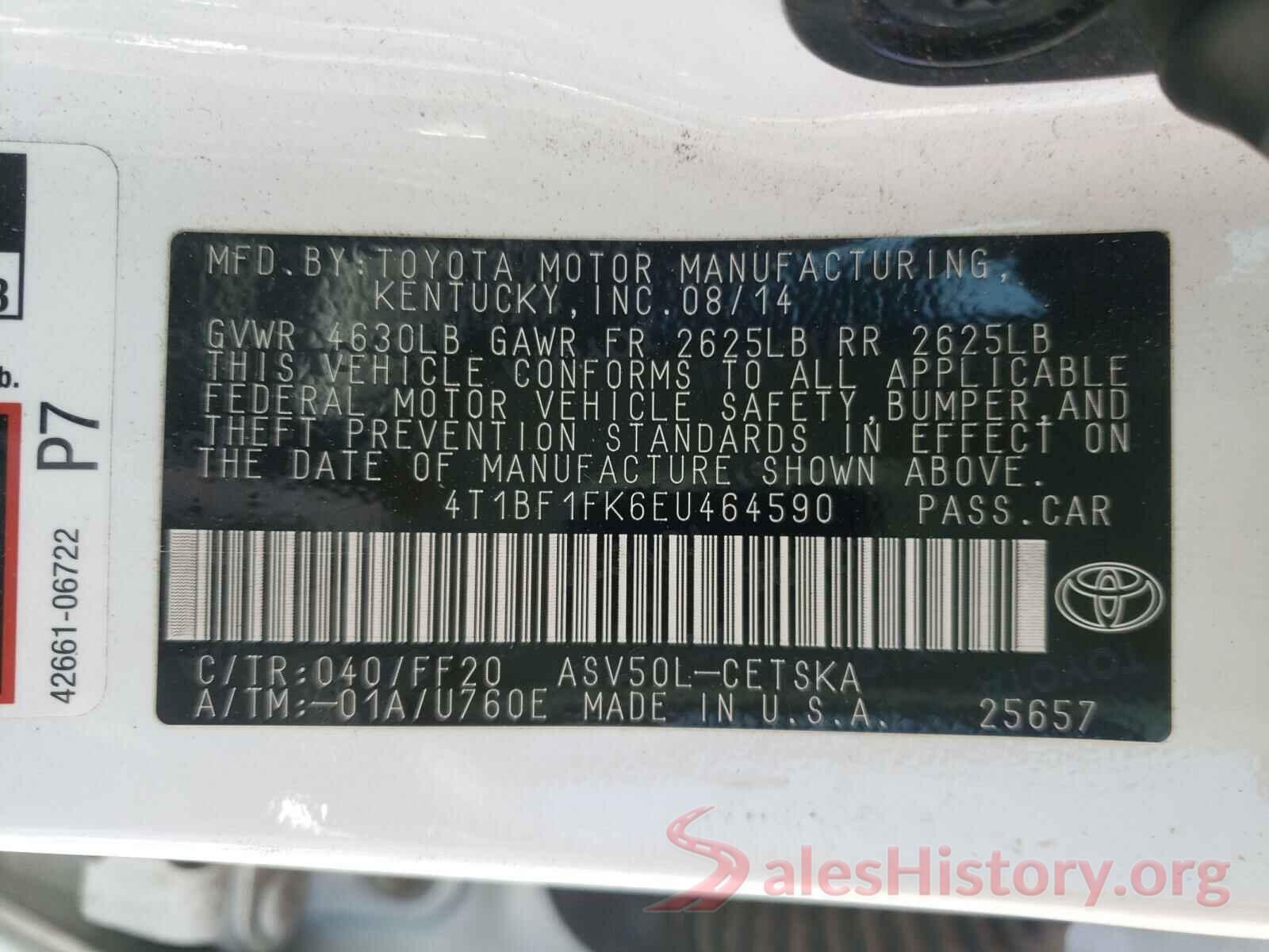 4T1BF1FK6EU464590 2014 TOYOTA CAMRY