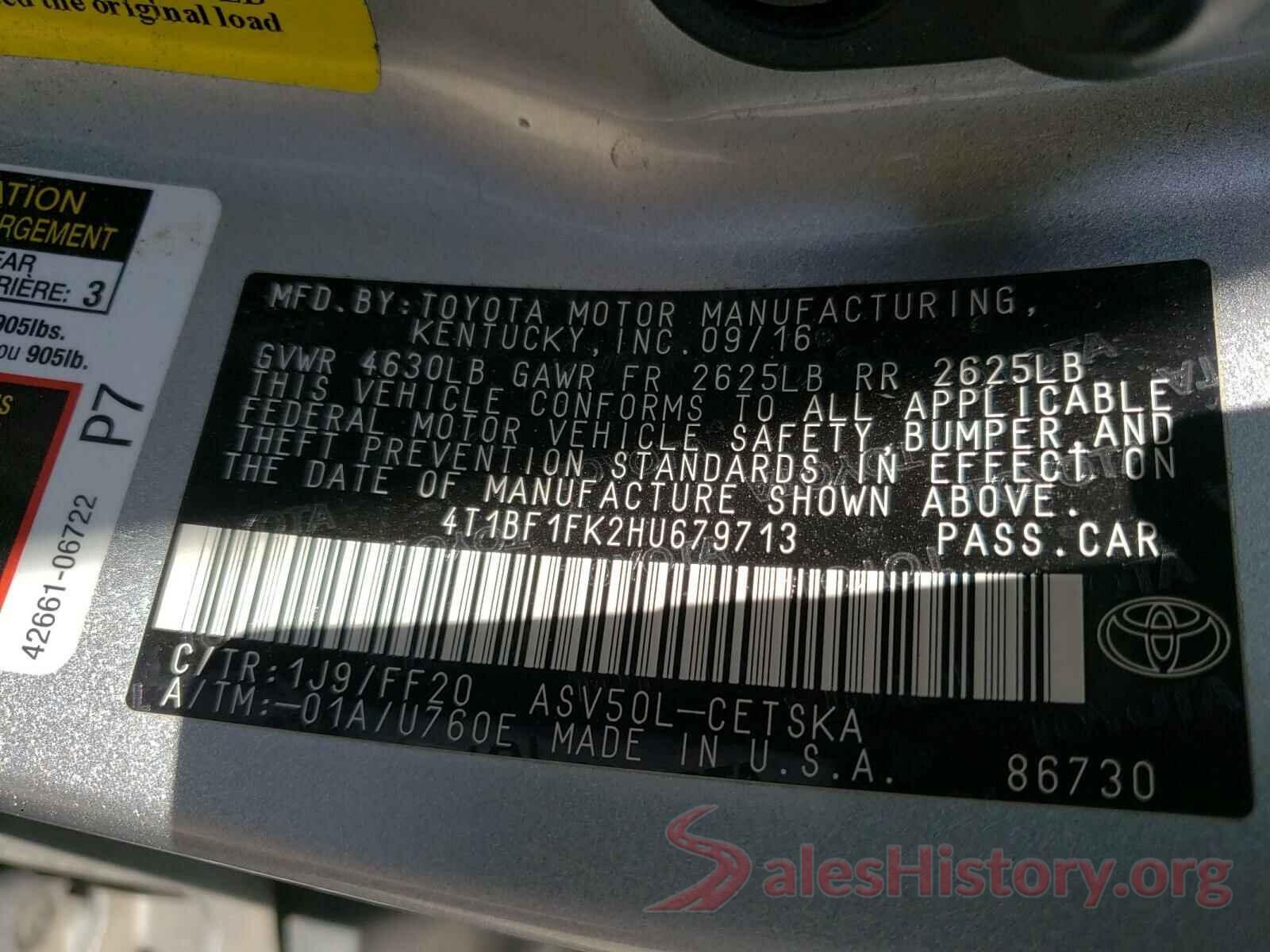 4T1BF1FK2HU679713 2017 TOYOTA CAMRY