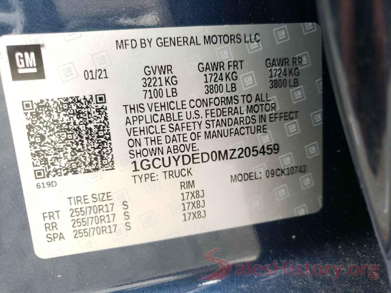 1GCUYDED0MZ205459 2021 CHEVROLET SILVERADO