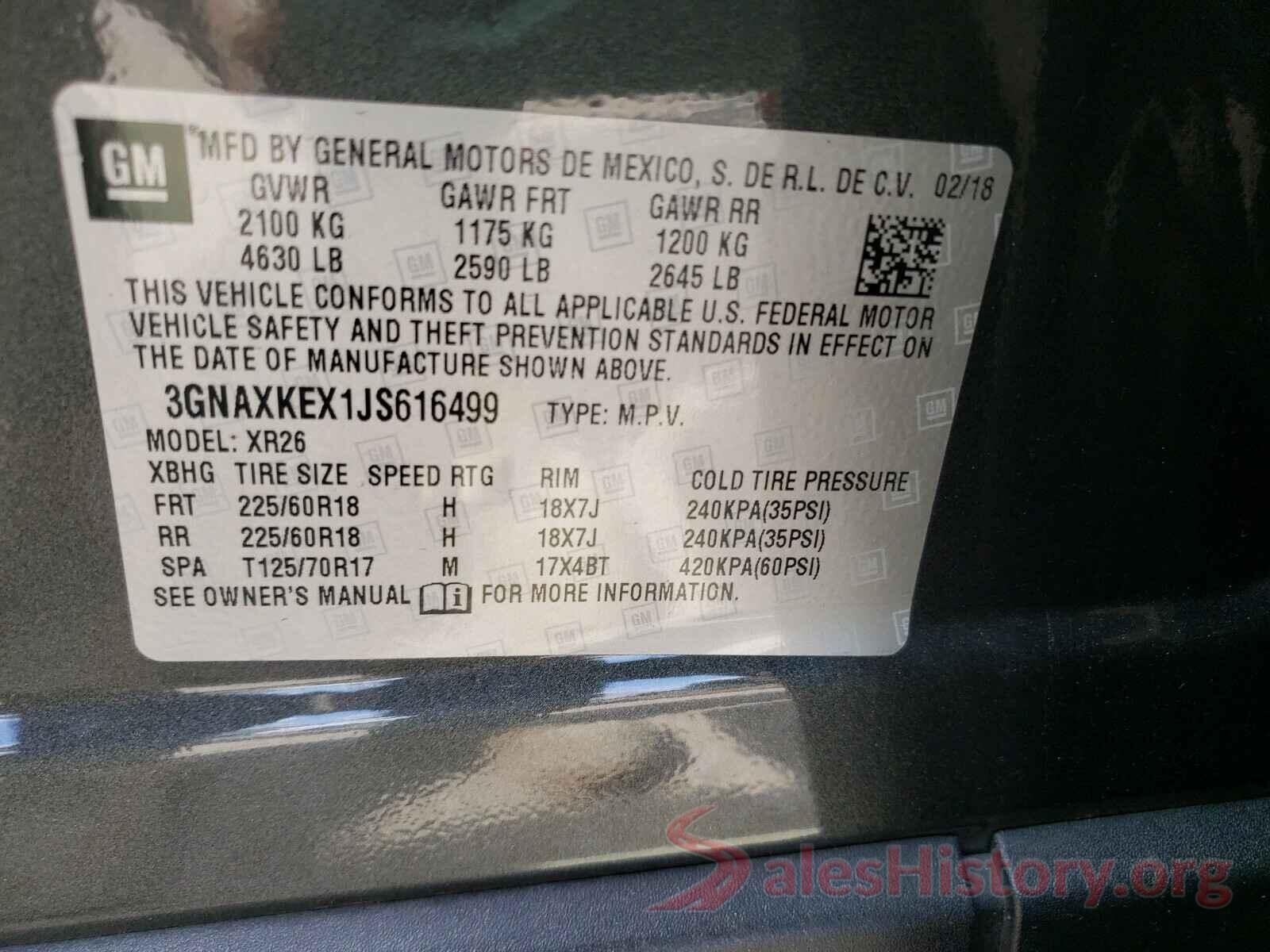 3GNAXKEX1JS616499 2018 CHEVROLET EQUINOX