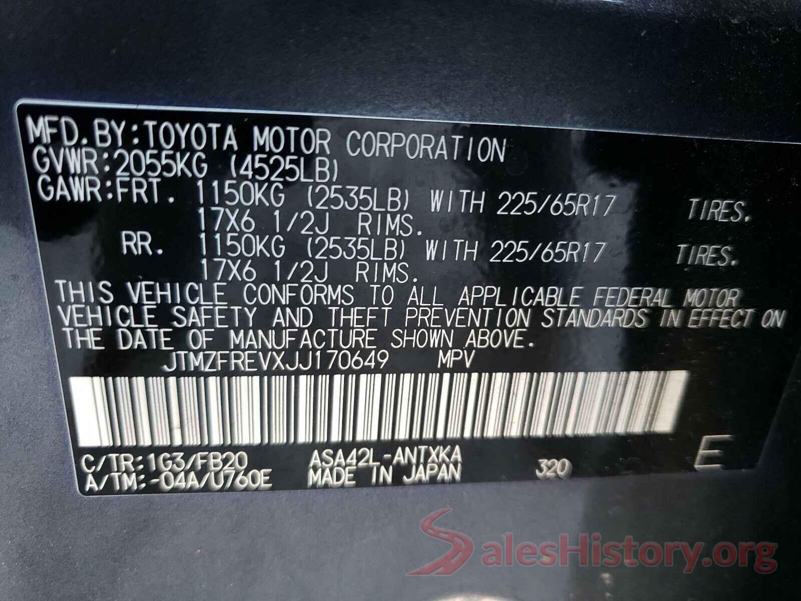 JTMZFREVXJJ170649 2018 TOYOTA RAV4