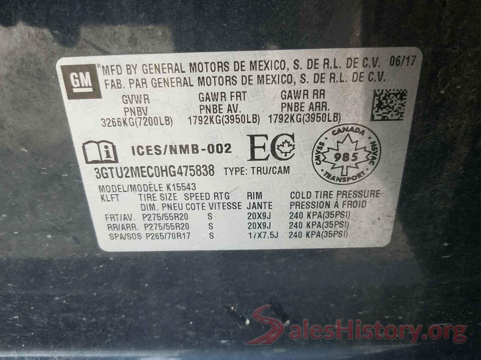 3GTU2MEC0HG475838 2017 GMC SIERRA