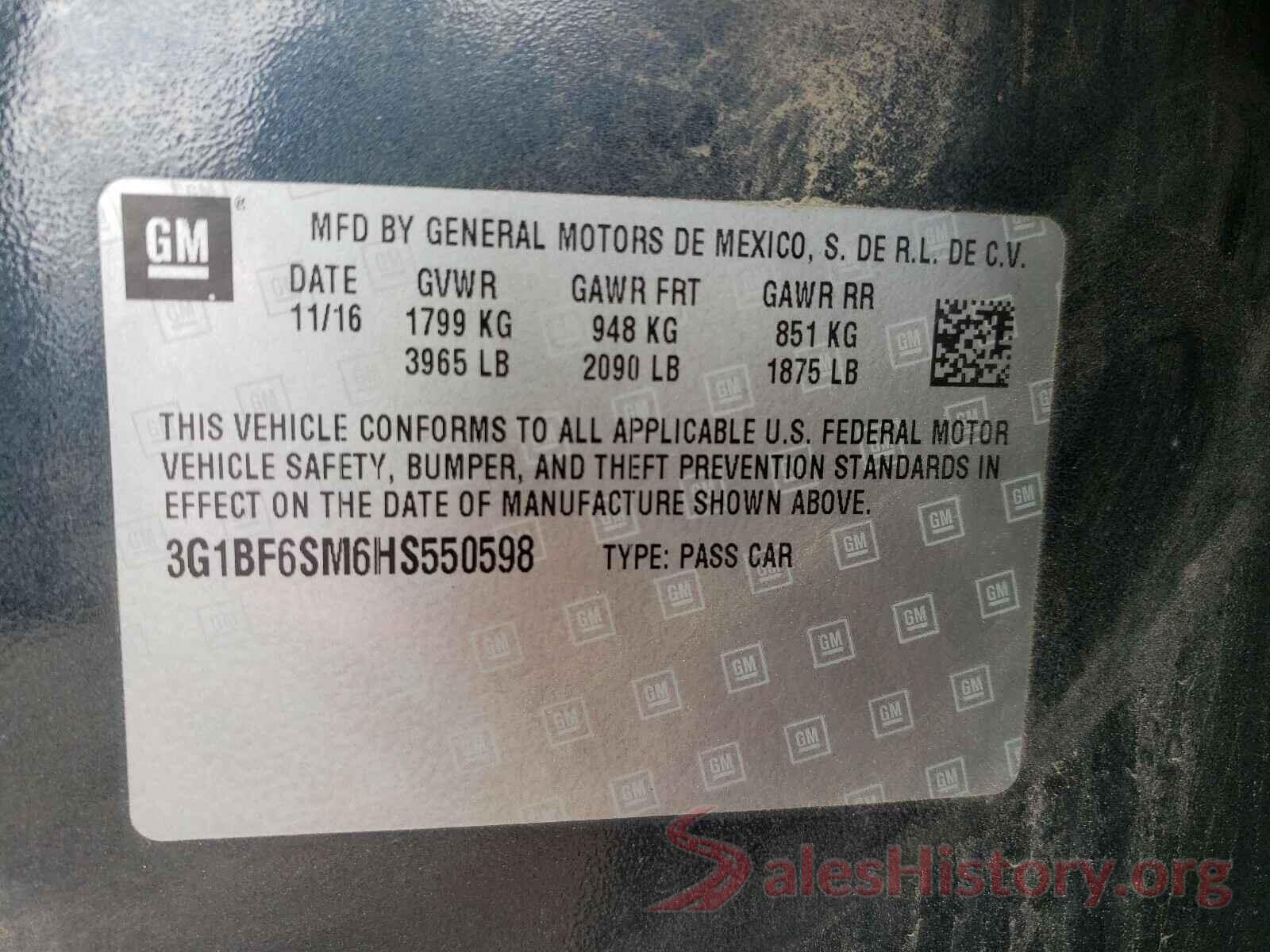 3G1BF6SM6HS550598 2017 CHEVROLET CRUZE