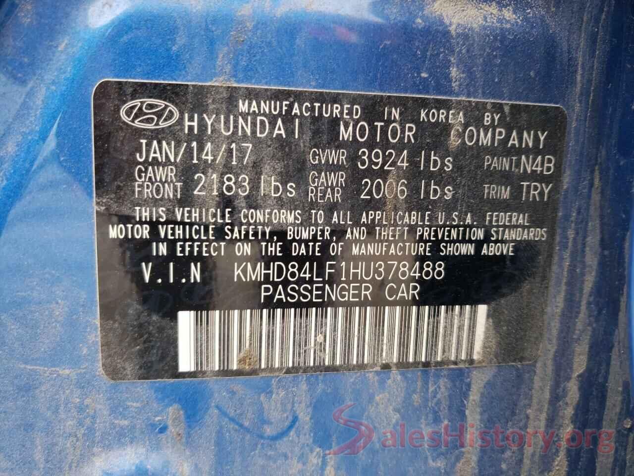 KMHD84LF1HU378488 2017 HYUNDAI ELANTRA