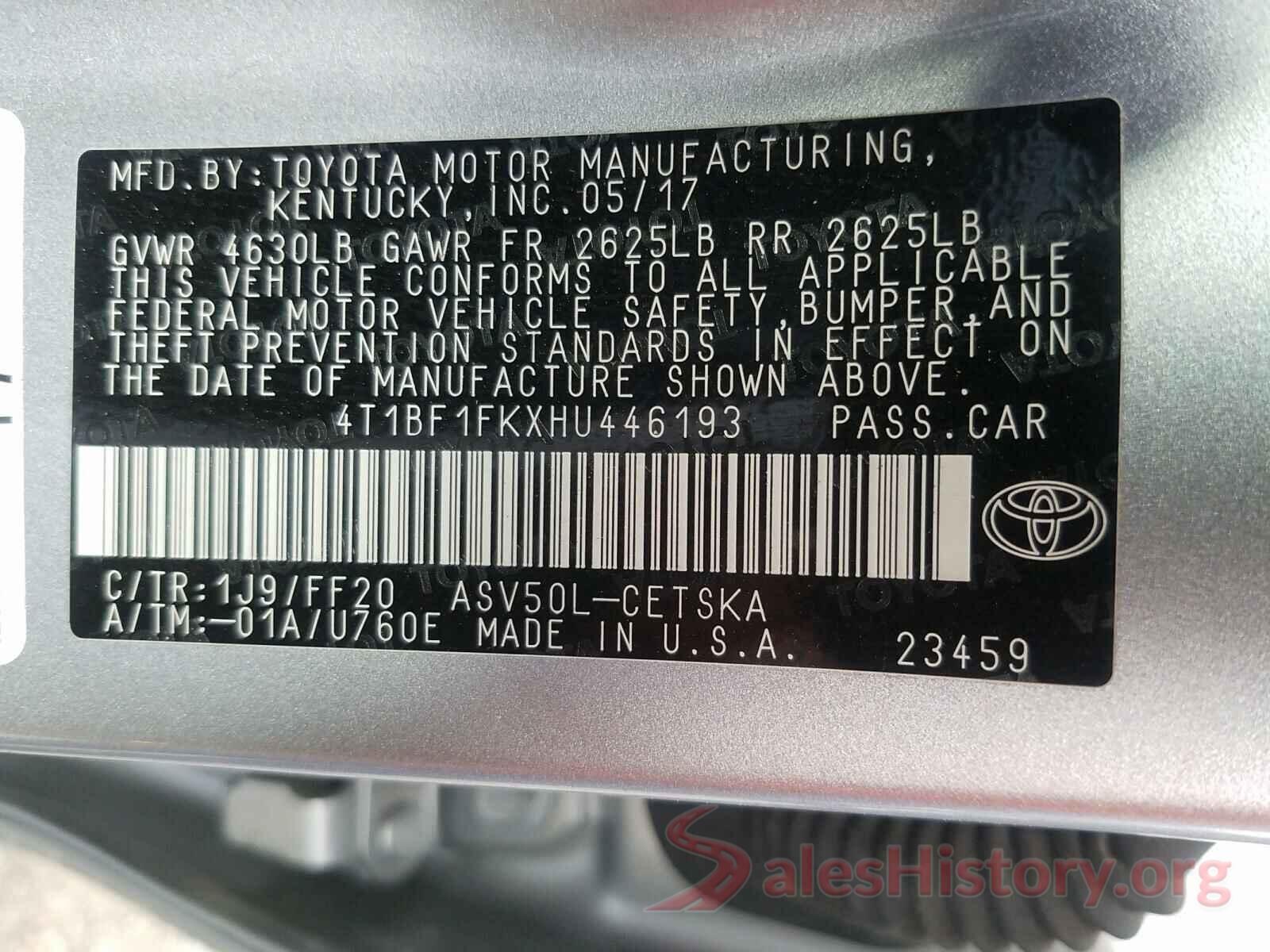 4T1BF1FKXHU446193 2017 TOYOTA CAMRY