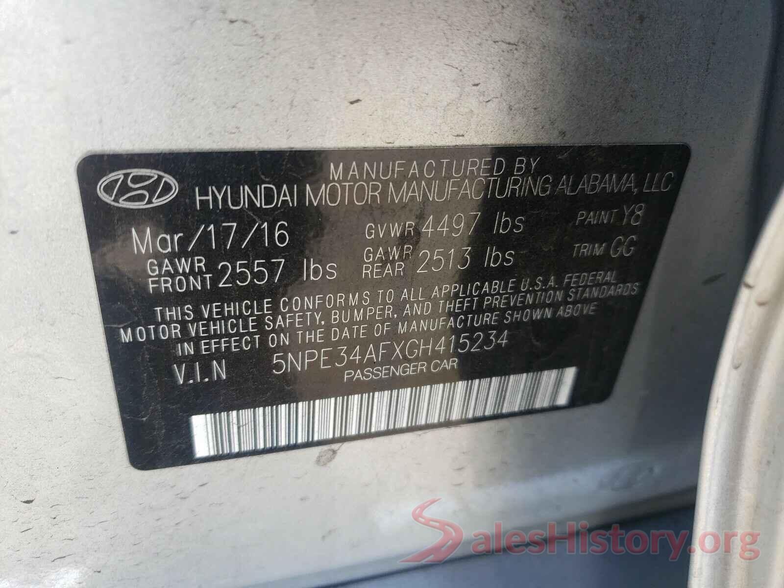 5NPE34AFXGH415234 2016 HYUNDAI SONATA