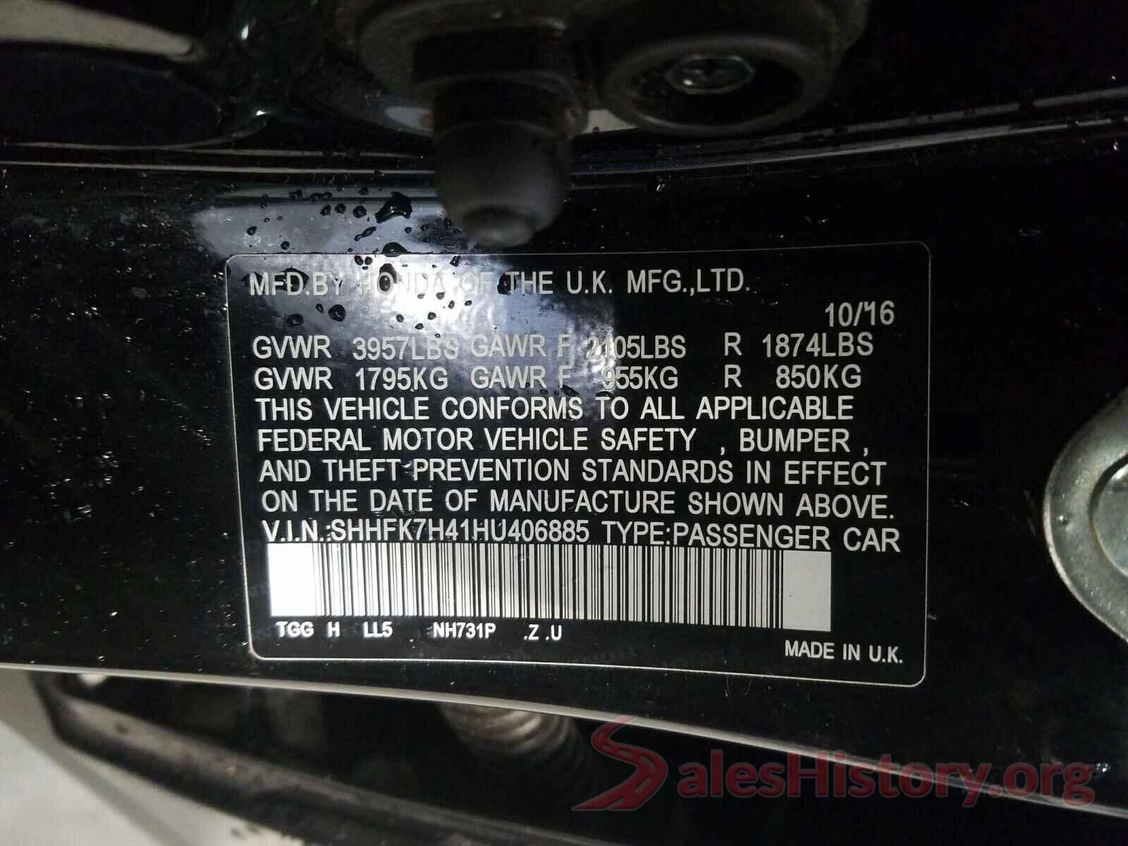 SHHFK7H41HU406885 2017 HONDA CIVIC