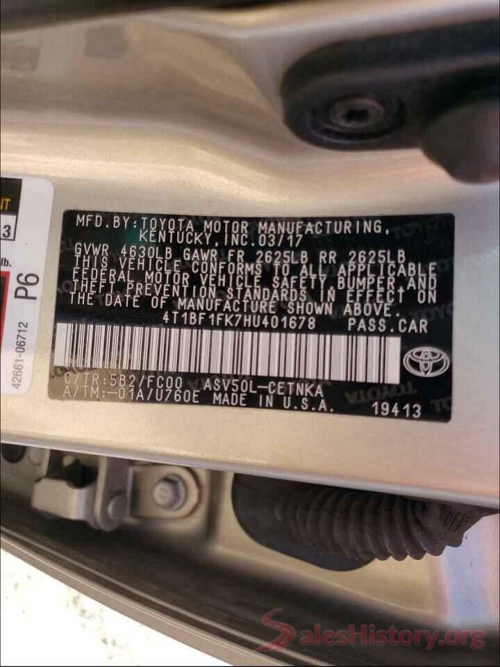 4T1BF1FK7HU401678 2017 TOYOTA CAMRY