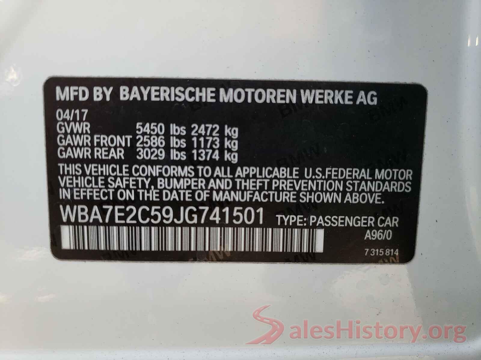 WBA7E2C59JG741501 2018 BMW 7 SERIES