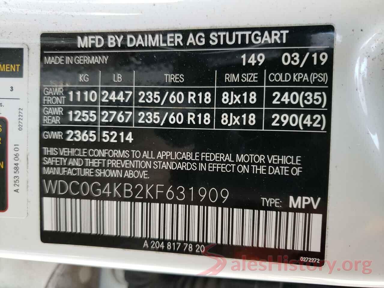 WDC0G4KB2KF631909 2019 MERCEDES-BENZ GLC-CLASS