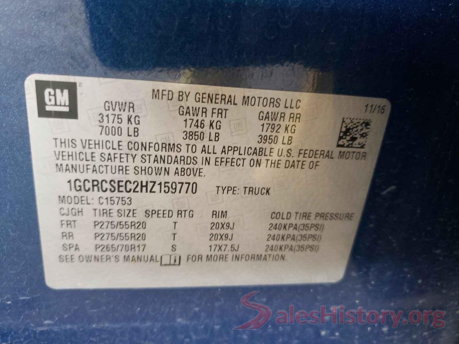 1GCRCSEC2HZ159770 2017 CHEVROLET SILVERADO