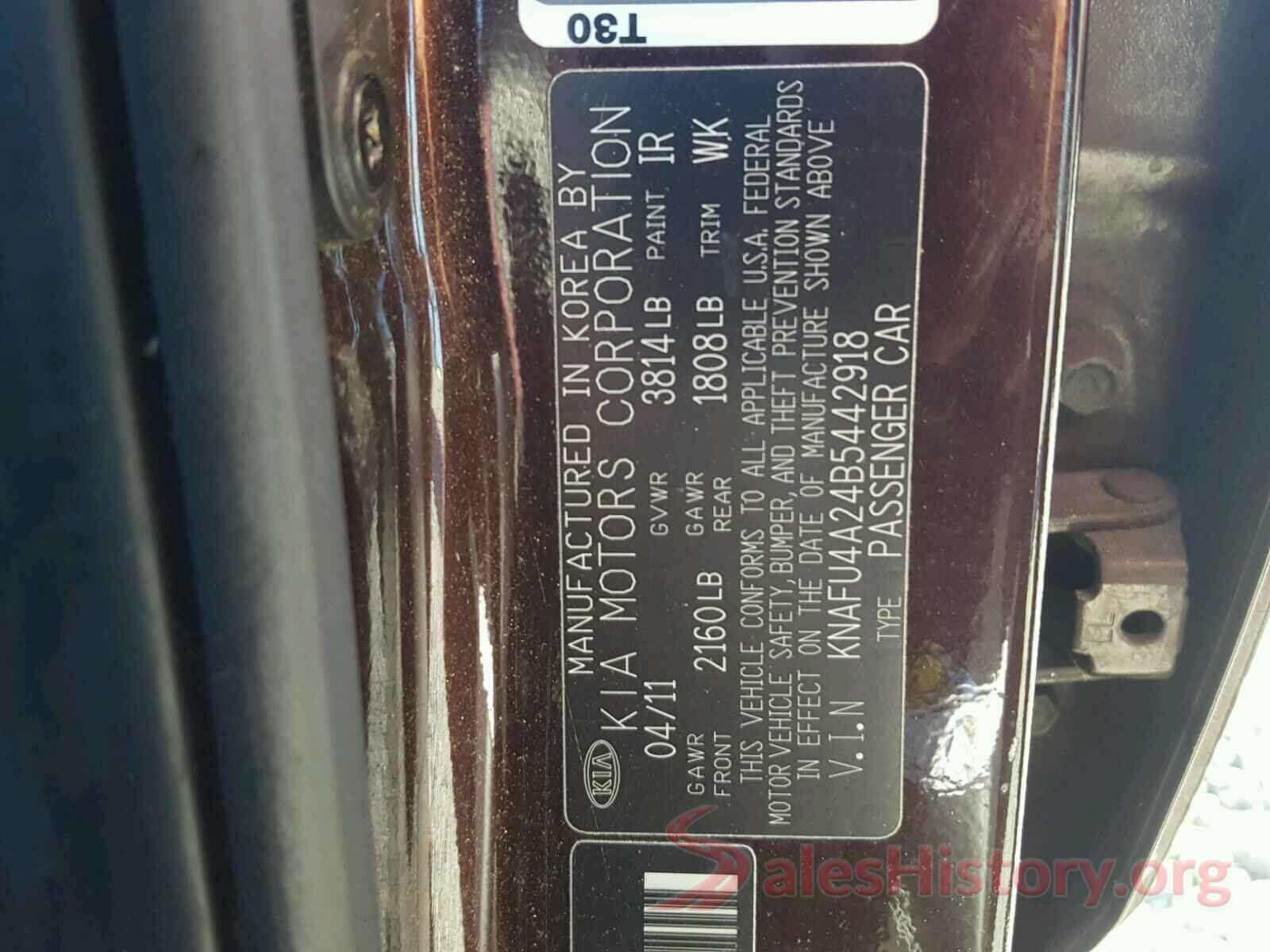 KNAFU4A24B5442918 2011 KIA FORTE