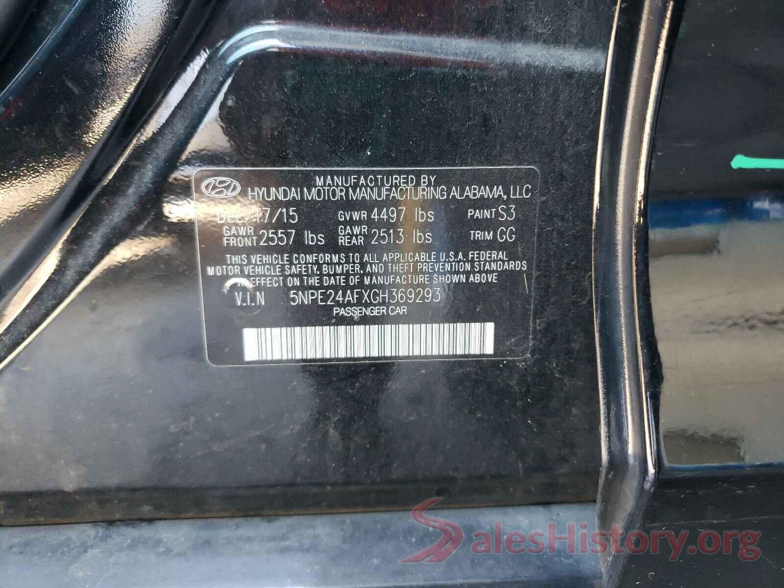 5NPE24AFXGH369293 2016 HYUNDAI SONATA