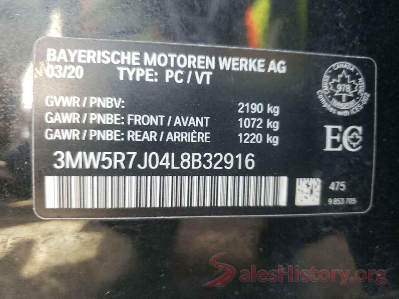 3MW5R7J04L8B32916 2020 BMW 3 SERIES