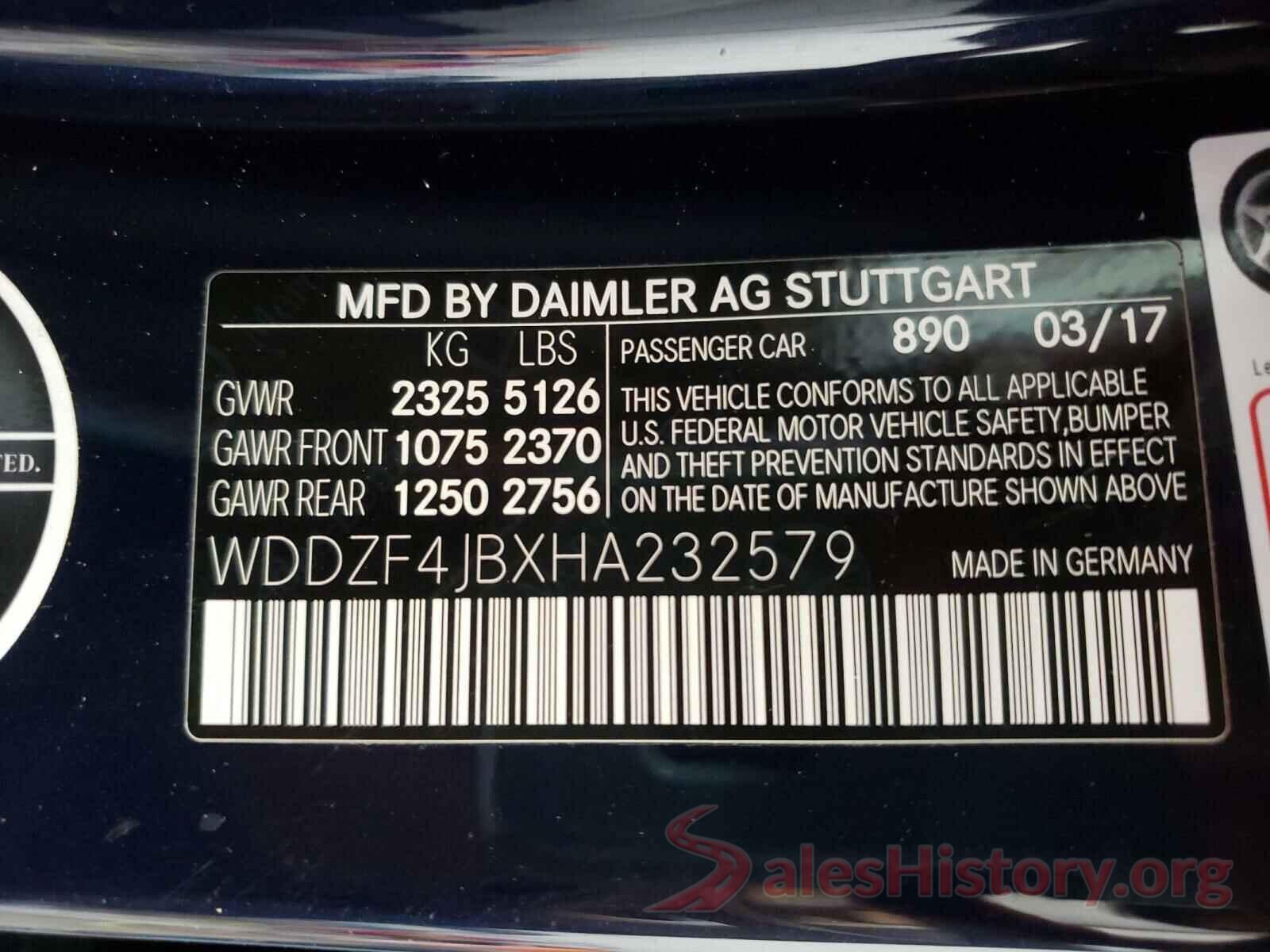 WDDZF4JBXHA232579 2017 MERCEDES-BENZ E CLASS