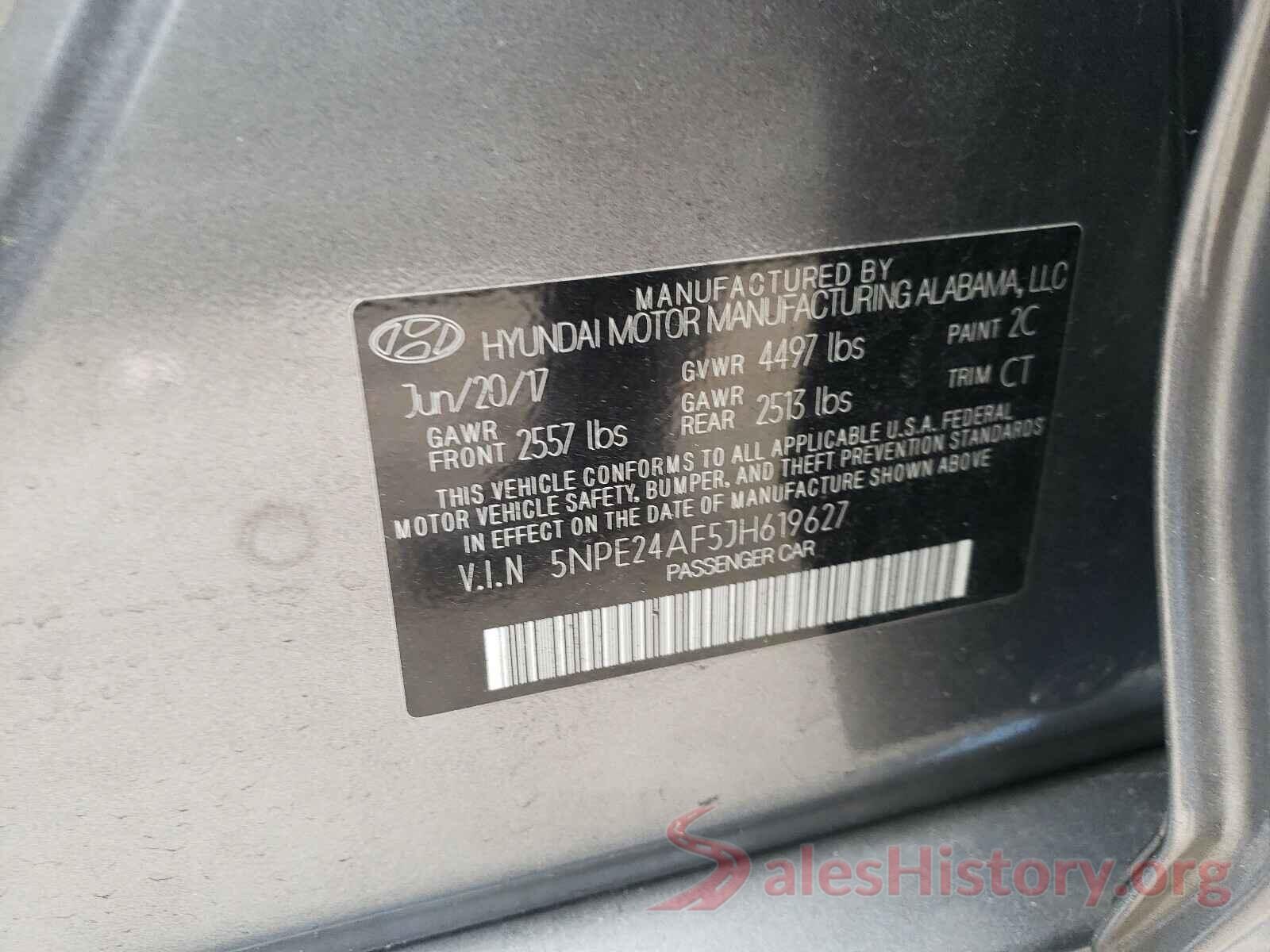 5NPE24AF5JH619627 2018 HYUNDAI SONATA