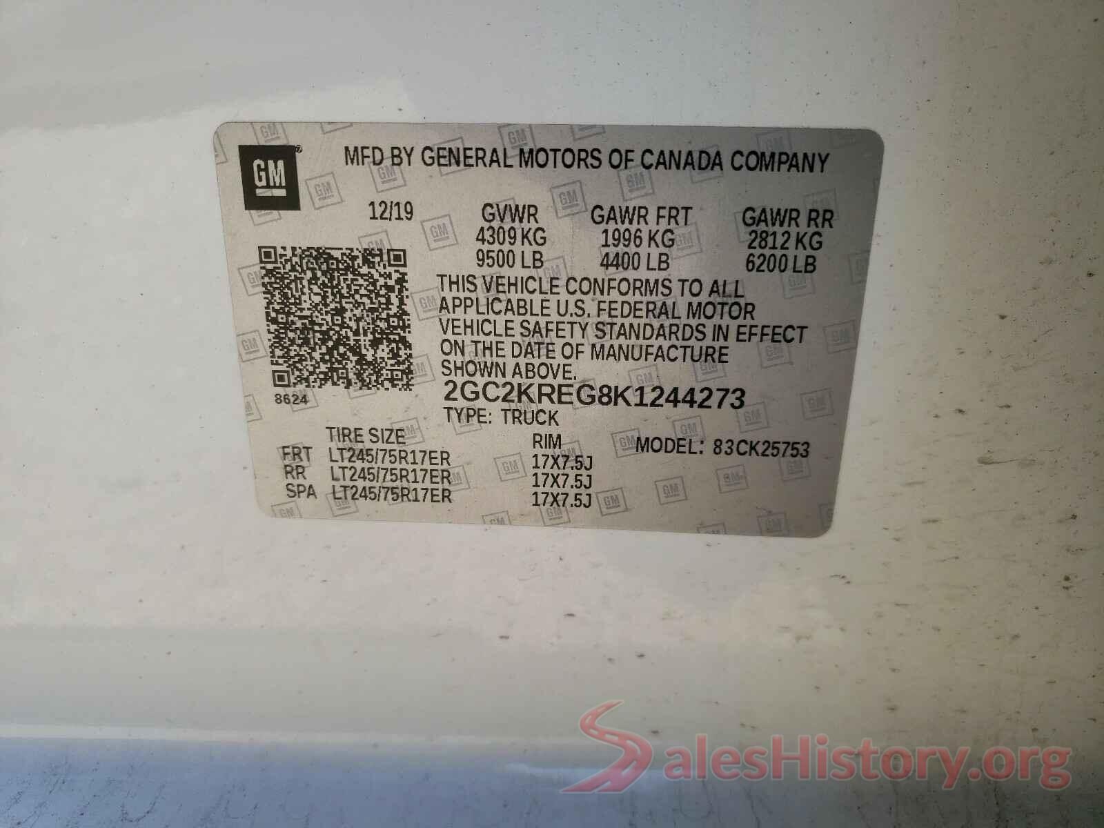 2GC2KREG8K1244273 2019 CHEVROLET SILVERADO