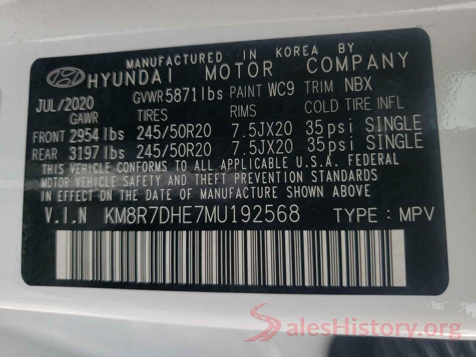 KM8R7DHE7MU192568 2021 HYUNDAI PALISADE