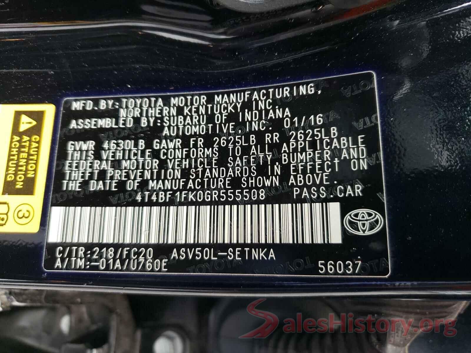 4T4BF1FK0GR555508 2016 TOYOTA CAMRY