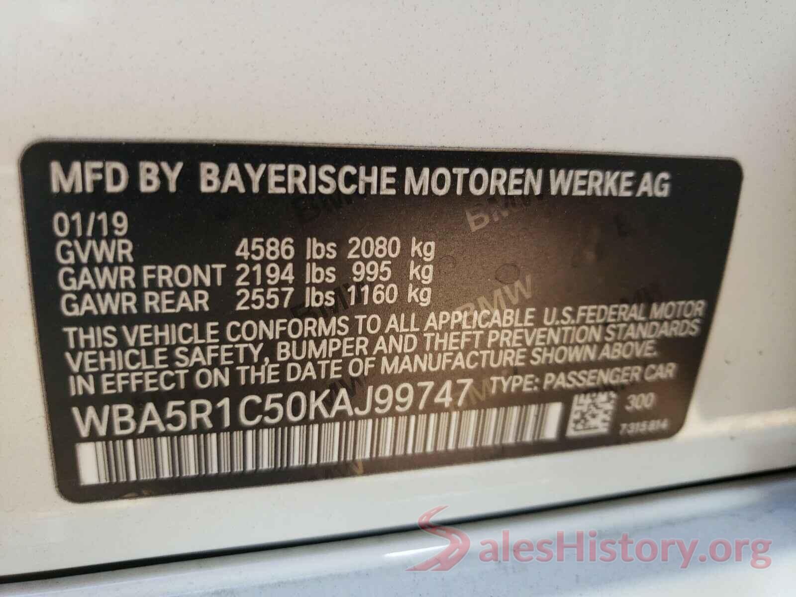 WBA5R1C50KAJ99747 2019 BMW 3 SERIES