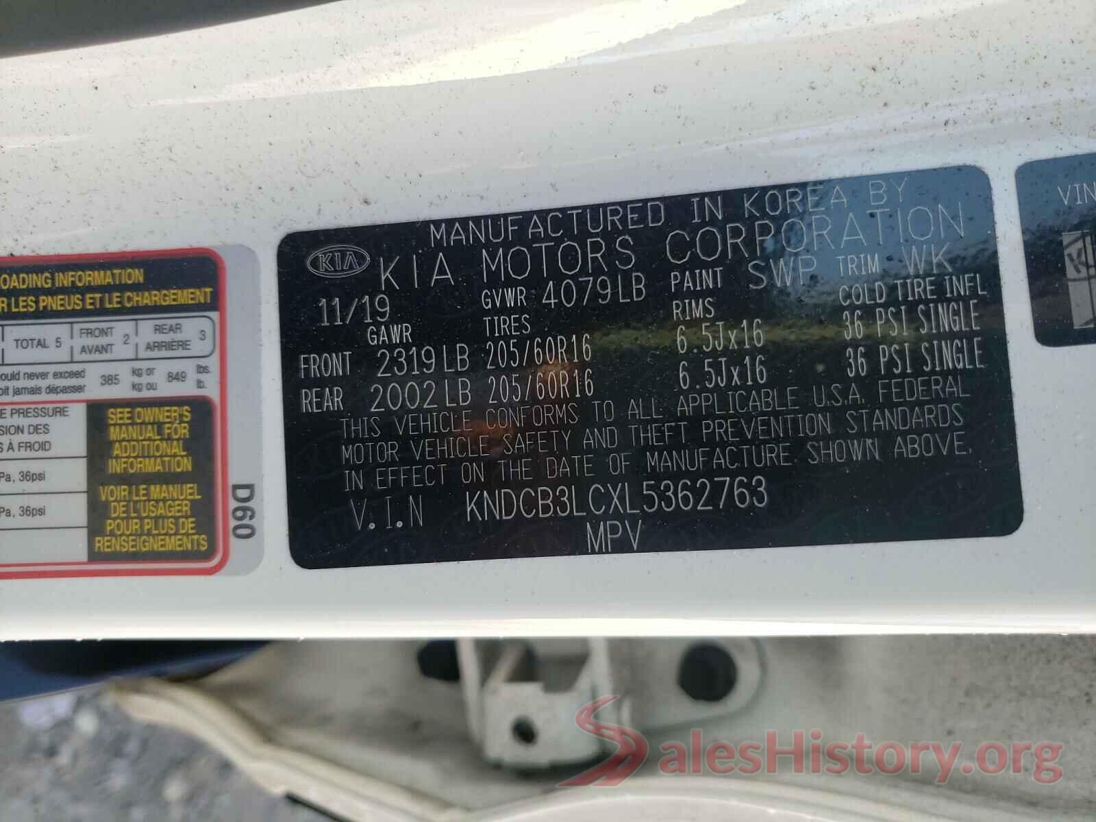 KNDCB3LCXL5362763 2020 KIA NIRO