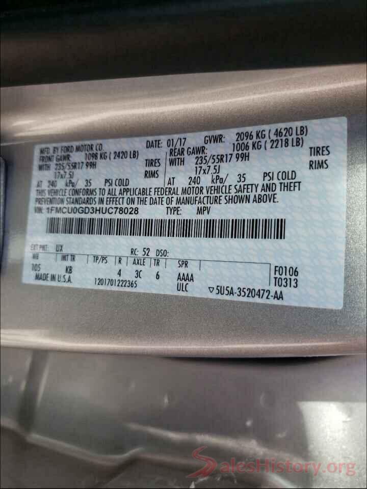 1FMCU0GD3HUC78028 2017 FORD ESCAPE