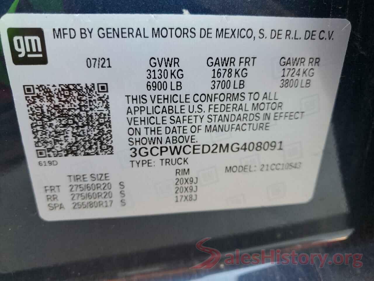 3GCPWCED2MG408091 2021 CHEVROLET SILVERADO