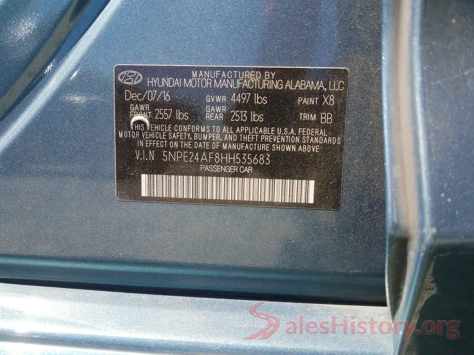 5NPE24AF8HH535683 2017 HYUNDAI SONATA