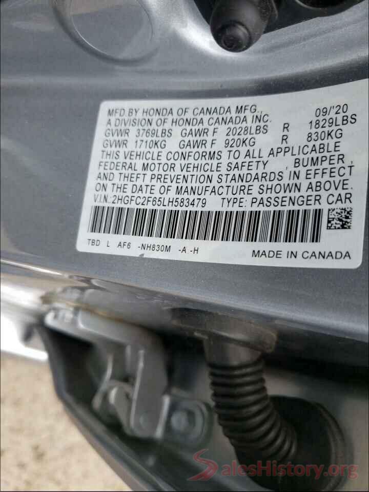 2HGFC2F65LH583479 2020 HONDA CIVIC