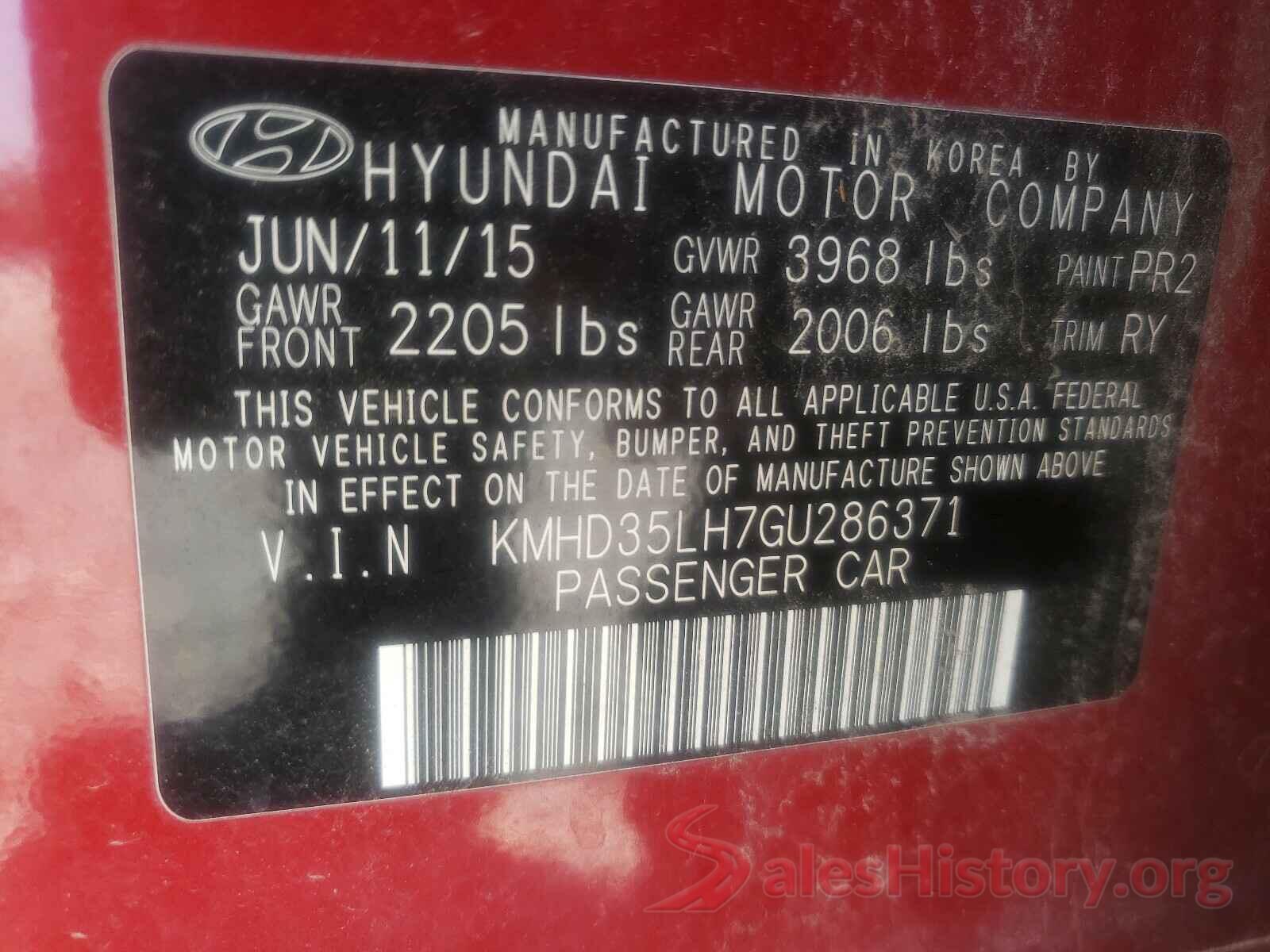 KMHD35LH7GU286371 2016 HYUNDAI ELANTRA