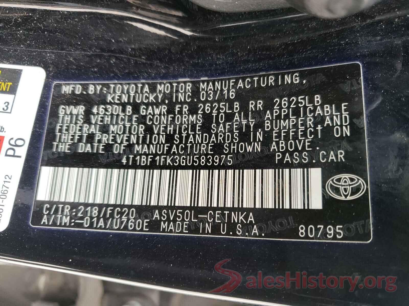 4T1BF1FK3GU583975 2016 TOYOTA CAMRY