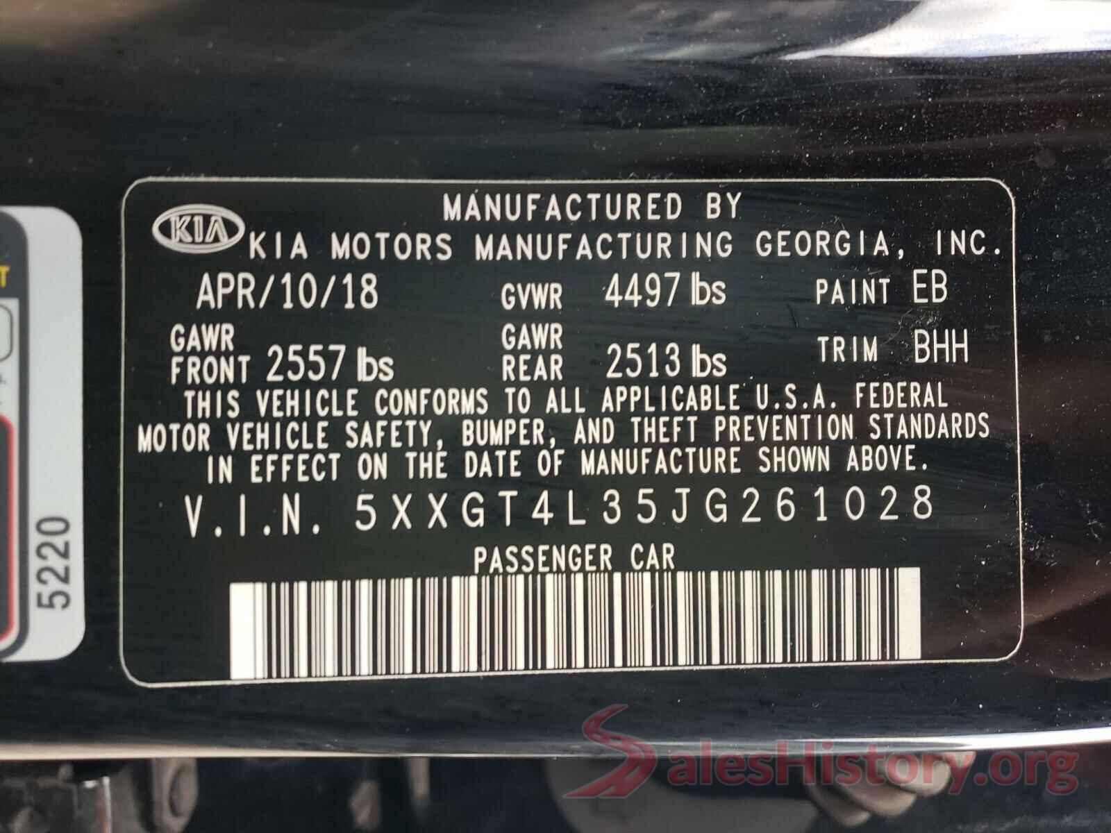 5XXGT4L35JG261028 2018 KIA OPTIMA